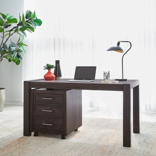 Modern Edge 2 Piece Desk Set in Caffe Brown Wood