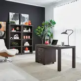 Modern Edge 4 Piece Desk Set in Caffe Brown Wood