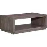 Modern Edge Coffee Cocktail Table w/ Casters in Caffe Brown Wood
