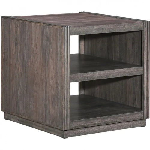Modern Edge End Table in Caffe Brown Wood