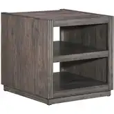 Modern Edge End Table in Caffe Brown Wood