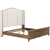 Harrison Heights King Shelter Bed in Sienna Brown Wood & Beige Fabric