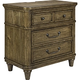Harrison Heights Nightstand w/ Charging Station in Sienna Brown Wood