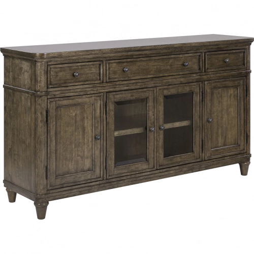 Harrison Heights Buffet in Sienna Brown Wood & Glass