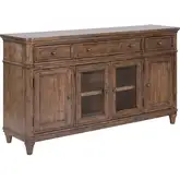 Harrison Heights Buffet in Sienna Brown Wood & Glass