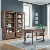 Harrison Heights 3 Piece Desk Set in Sienna Brown Wood
