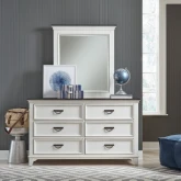 Allyson Park Dresser & Mirror in Wire Brushed White & Charcoal Gray