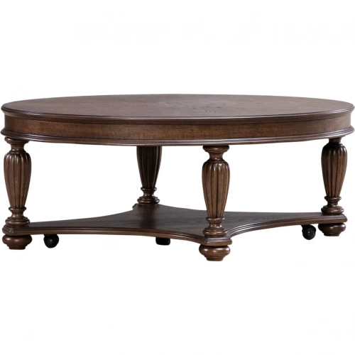 Allington Oval Coffee Cocktail Table in Satin Sienna Brown Wood