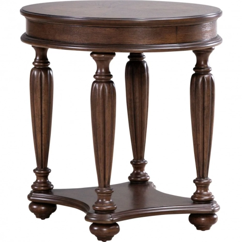 Allington Oval End Table in Satin Sienna Brown Wood
