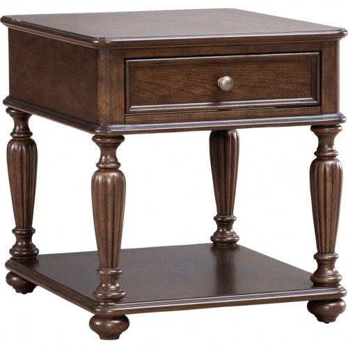 Allington End Table in Satin Sienna Brown Wood