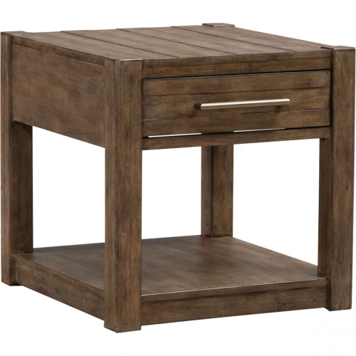Broadmore One Drawer End Table in Brown Rustic Birch Veneer