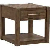 Broadmore One Drawer End Table in Brown Rustic Birch Veneer