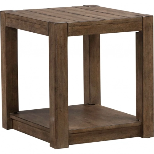 Broadmore Square Chair Side End Table in Brown Rustic Birch Veneer