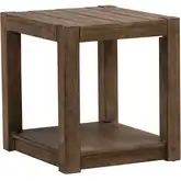 Broadmore Square Chair Side End Table in Brown Rustic Birch Veneer