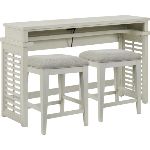 Berkley Square 3 Piece Console Table & Stools Set in Linen Wood & Taupe Fabric