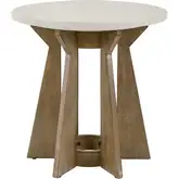 Berkley Square Round End Table in Linen & Khaki Wood