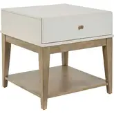 Berkley Square Chairside Table in Linen & Khaki Wood