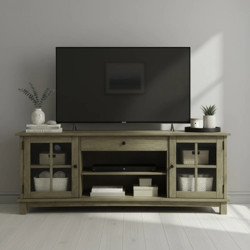 Logan 82" TV Stand Console in Natural Finish Wood
