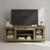 Logan 82" TV Stand Console in Natural Finish Wood