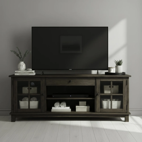 Logan 82" TV Stand Console in Dark Smoke Wood