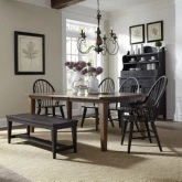 Hearthstone Ridge 6 Piece Dining Set in Brown & Black Wood