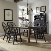 Hearthstone Ridge 7 Piece Dining Set in Brown & Black Wood