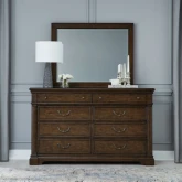 Arden Road Dresser & Mirror in Distressed Stain Cherry Finish