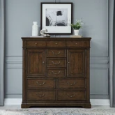 Arden Road 2 Door 10 Drawer Chest in Distressed Stain Cherry Finish