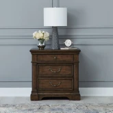 Arden Road Nightstand with Charging Station in Distressed Stain Cherry Finish