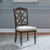 Arden Road Splat Back Dining Chair in Cherry Finish & Cream Fabric