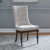 Arden Road Dining Chair in Cherry Finish & Tufted Cream Fabric