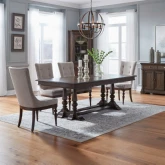 Arden Road 5 Piece Dining Set with Tufted Chairs in Cherry Finish & Cream Fabric