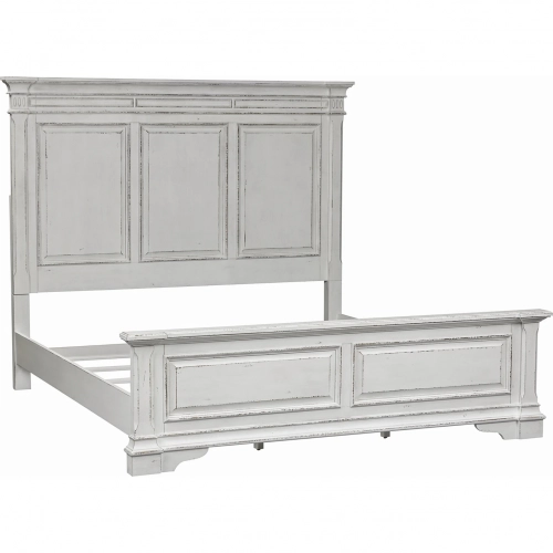 Abbey Park California King Panel Bed in Antique White & Weathered Brown