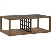 Bayhill Trellis Coffee Cocktail Table in Wood, Black Metal & Glass