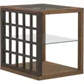 Bayhill Trellis End Table in Wood, Black Metal & Glass