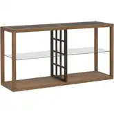 Bayhill Trellis Sofa Table in Wood, Black Metal & Glass