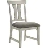 Hallendale Splat Back Dining Chair in Washed White Wood & Gravel Linen (Set of 2)