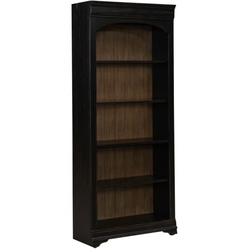 Meritage Bunching Bookcase in Distressed Black & Caramel Wood & Glass