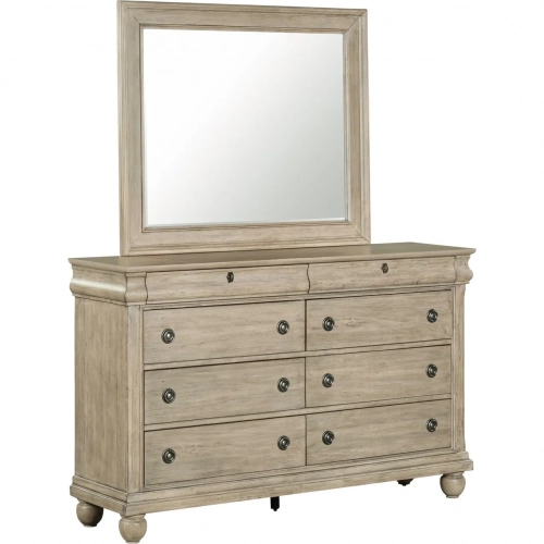 Rustic Traditions Dresser & Mirror in Saddle Tan Rustic Birch Veneer