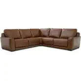 Blake 5 Piece Power Recline Sectional Sofa in Honey Brown Leather