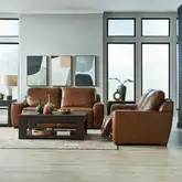 Blake Dual Power Sofa & Loveseat Set in Venetian Honey Brown Leather