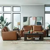 Blake Dual Power Sofa & Recliner Set in Venetian Honey Brown Leather