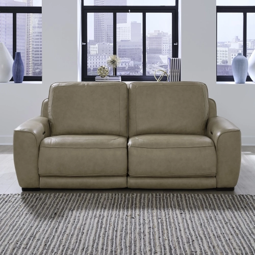Blake Dual Power Zero Wall Sofa in Oatmeal Neutral Leather