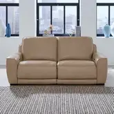 Blake Dual Power Zero Wall Sofa in Oatmeal Neutral Leather