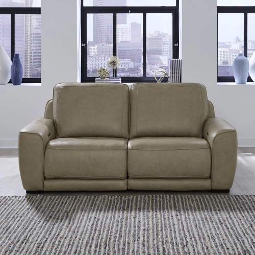 Blake Dual Power Zero Wall 2 Piece Loveseat in Oatmeal Neutral Leather