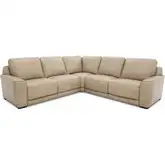 Blake 5 Piece Dual Power Sectional Sofa in Oatmeal Neutral Leather