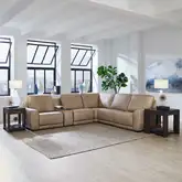 Blake 6 Piece Dual Power Sectional Sofa in Oatmeal Neutral Leather