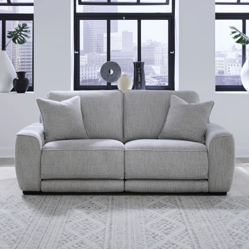 Blake Dual Power Zero Wall 2 Piece Loveseat in Smoke Gray Fabric