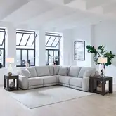 Blake 5 Piece Dual Power Sectional Sofa in Smoke Gray Fabric