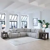 Blake 6 Piece Dual Power Sectional Sofa in Smoke Gray Fabric